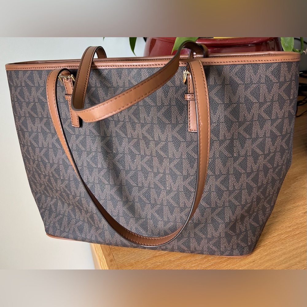 Michael Kors Brown and Tan Logo Tote